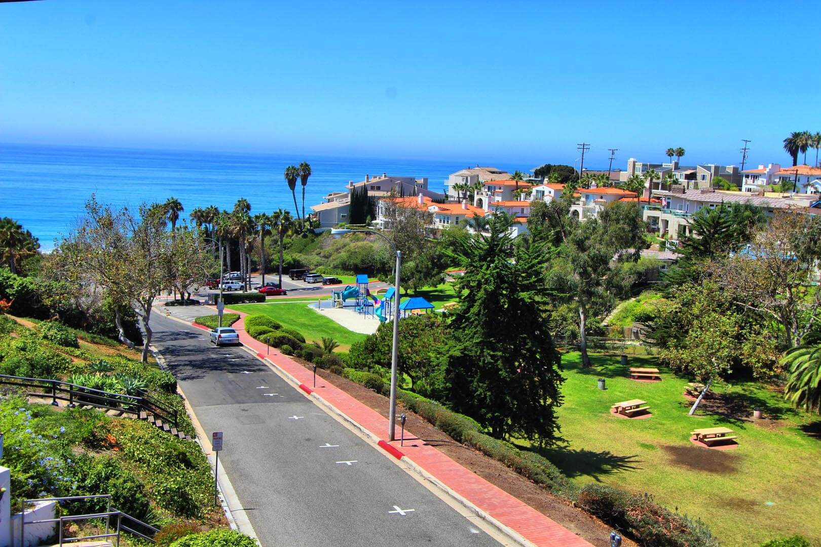 Summer skies and a view of the beach at VRI's Four Seasons Pacifica in San Clemente, California.